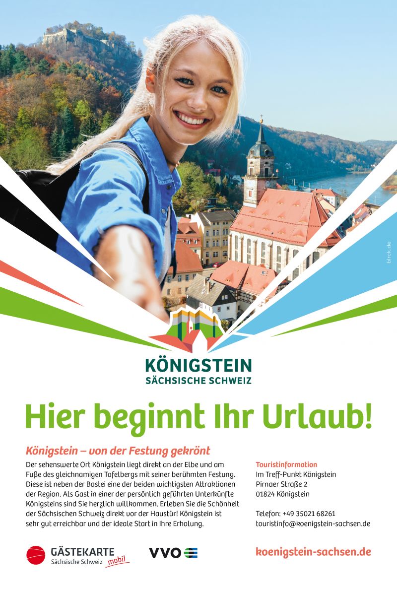 Anzeigengestaltung im neu konzipierten Markenauftritt für Königstein/Sächsische Schweiz